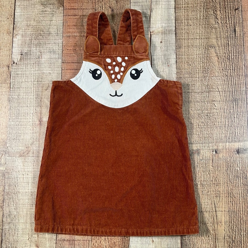 The Children's Place Brown Corduroy Deer Fall Jumper Dress 4T Woodland
